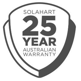 A shield with Solahart 25 year Australian Warranty.